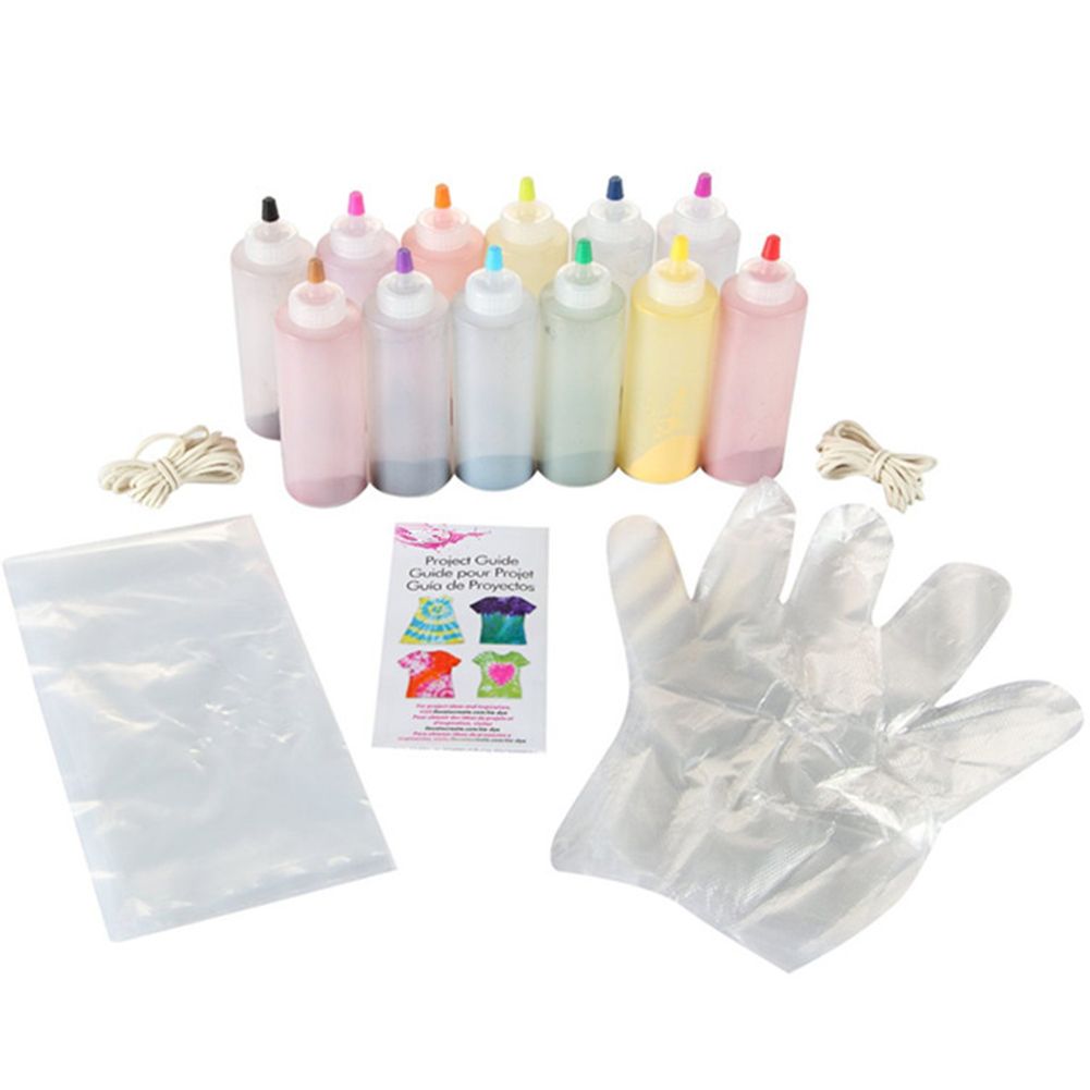 12pcs Colorful Tie Dye Kit Clothing Graffiti DIY Non Toxic Permanent Accessories Jacquard Fabric Textile Paints Craft