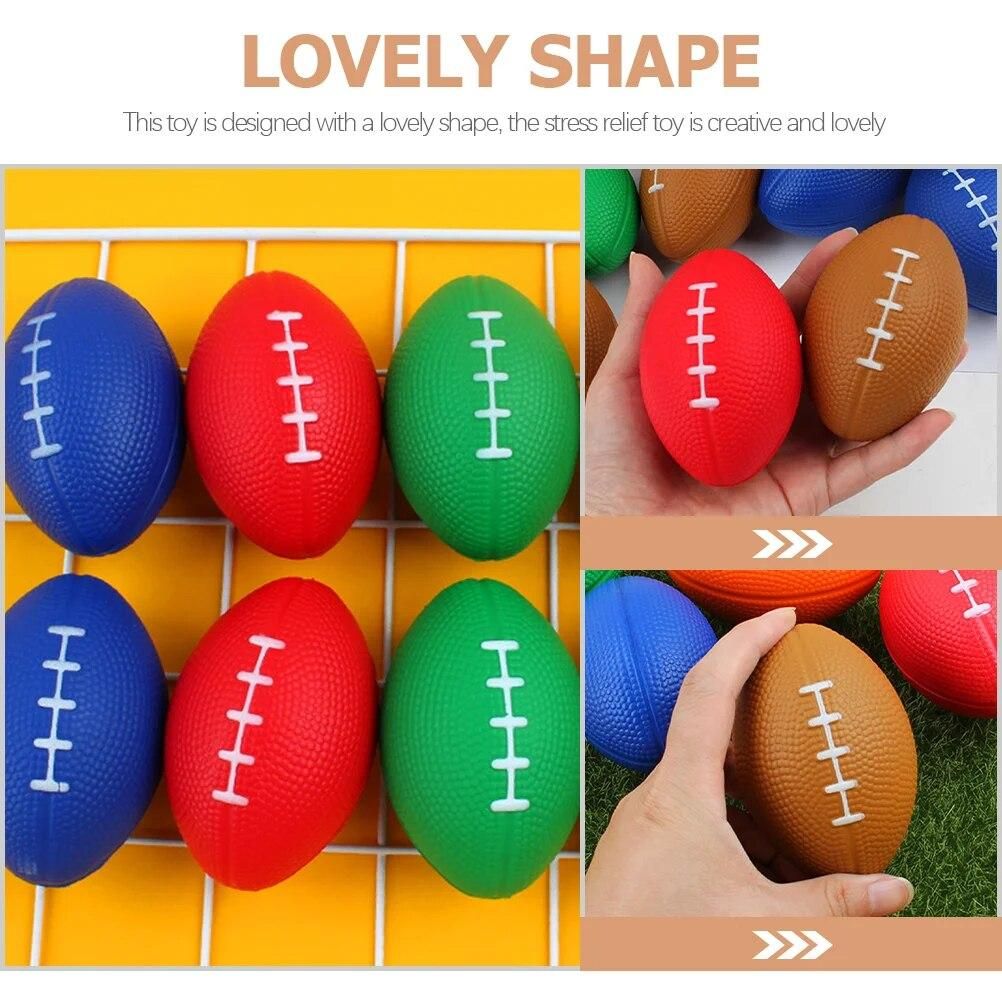 6 Pcs Vent Football Party Gifts Relaxing Playthings Shaped Toy Mini Rugby Stress Balls Soccer Footballs Bulk Elastic