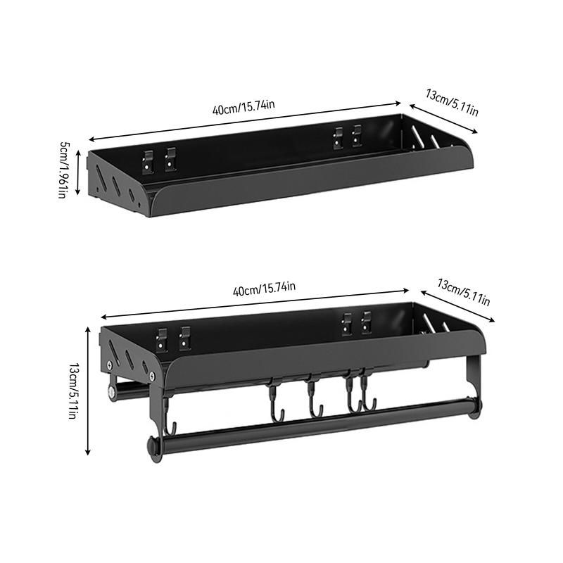 2pcs Kitchen Spice Racks Stainless Steel Spice Rack With Hoo