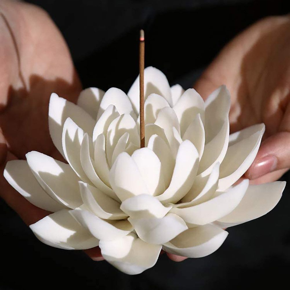 Ceramic White Lotus Incense Holder Home Decor Incense Stick
