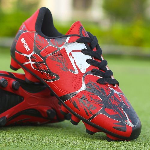 New Teen Boys Soccer Shoes Men Football Sneakers Boots-Red