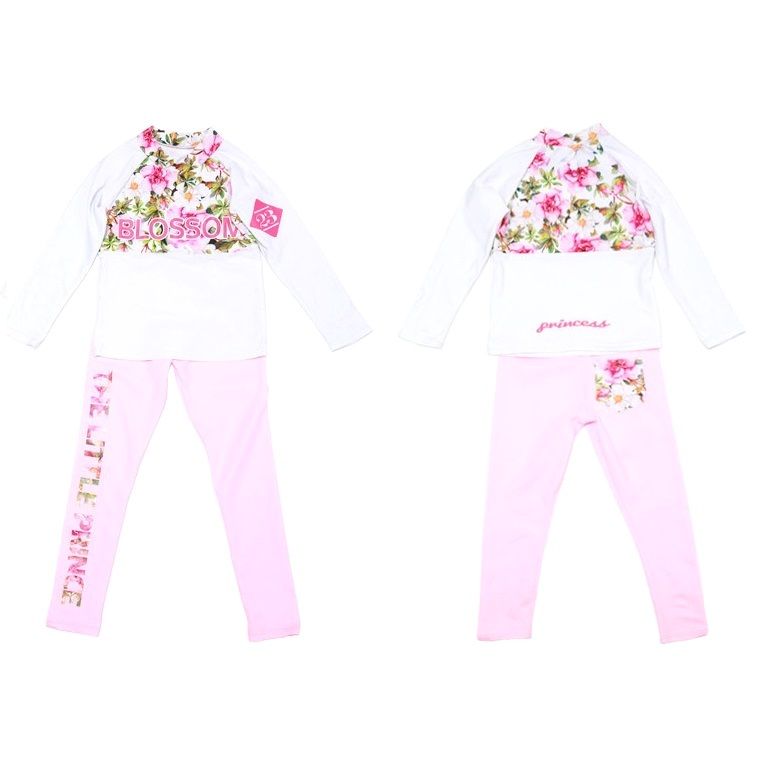 Kids Swimming Costumes Long Sleeve Swimwear For Girls, White