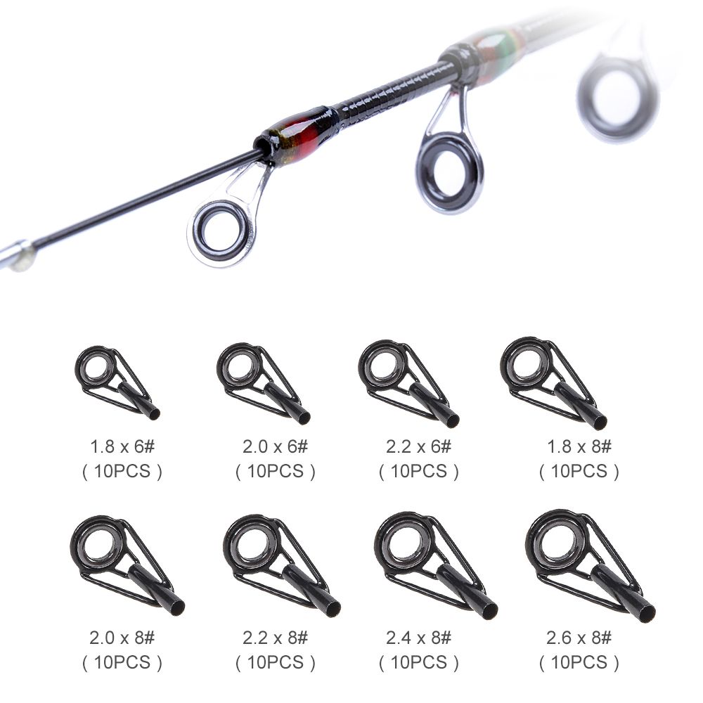 80Pcs/Box 8 Sizes Telescopic Fishing Rod Guide Tip Repair