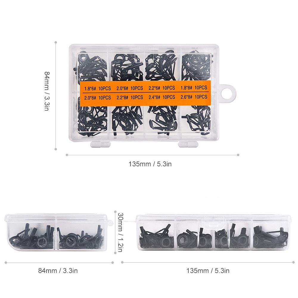 80Pcs/Box 8 Sizes Telescopic Fishing Rod Guide Tip Repair
