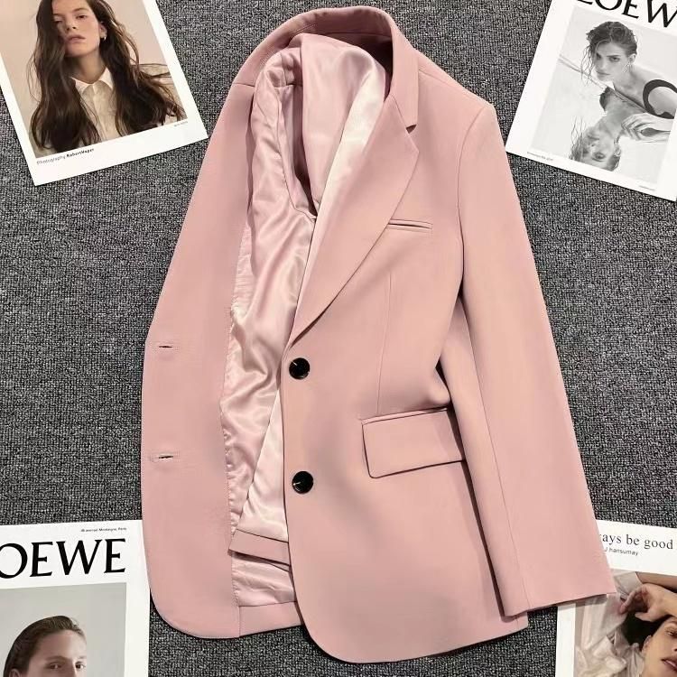 Pink Blazer Women's Autumn New Elegant British Style Niche Ladies High-End Suit Slim-Fit Casual Shirt