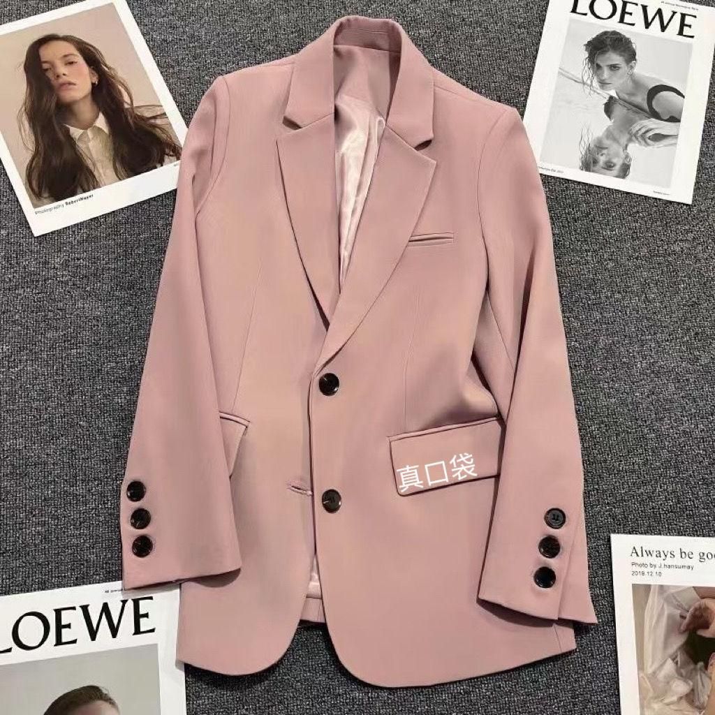 Pink Blazer Women's Autumn New Elegant British Style Niche Ladies High-End Suit Slim-Fit Casual Shirt