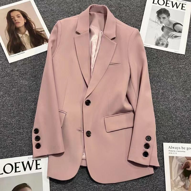 Pink Blazer Women's Autumn New Elegant British Style Niche Ladies High-End Suit Slim-Fit Casual Shirt