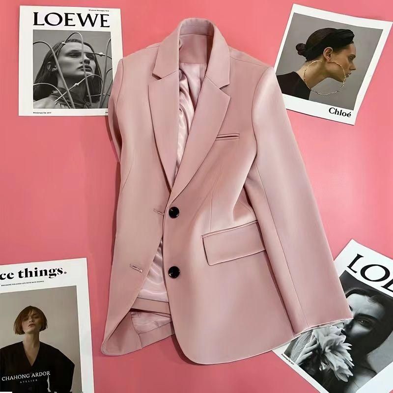 Pink Blazer Women's Autumn New Elegant British Style Niche Ladies High-End Suit Slim-Fit Casual Shirt