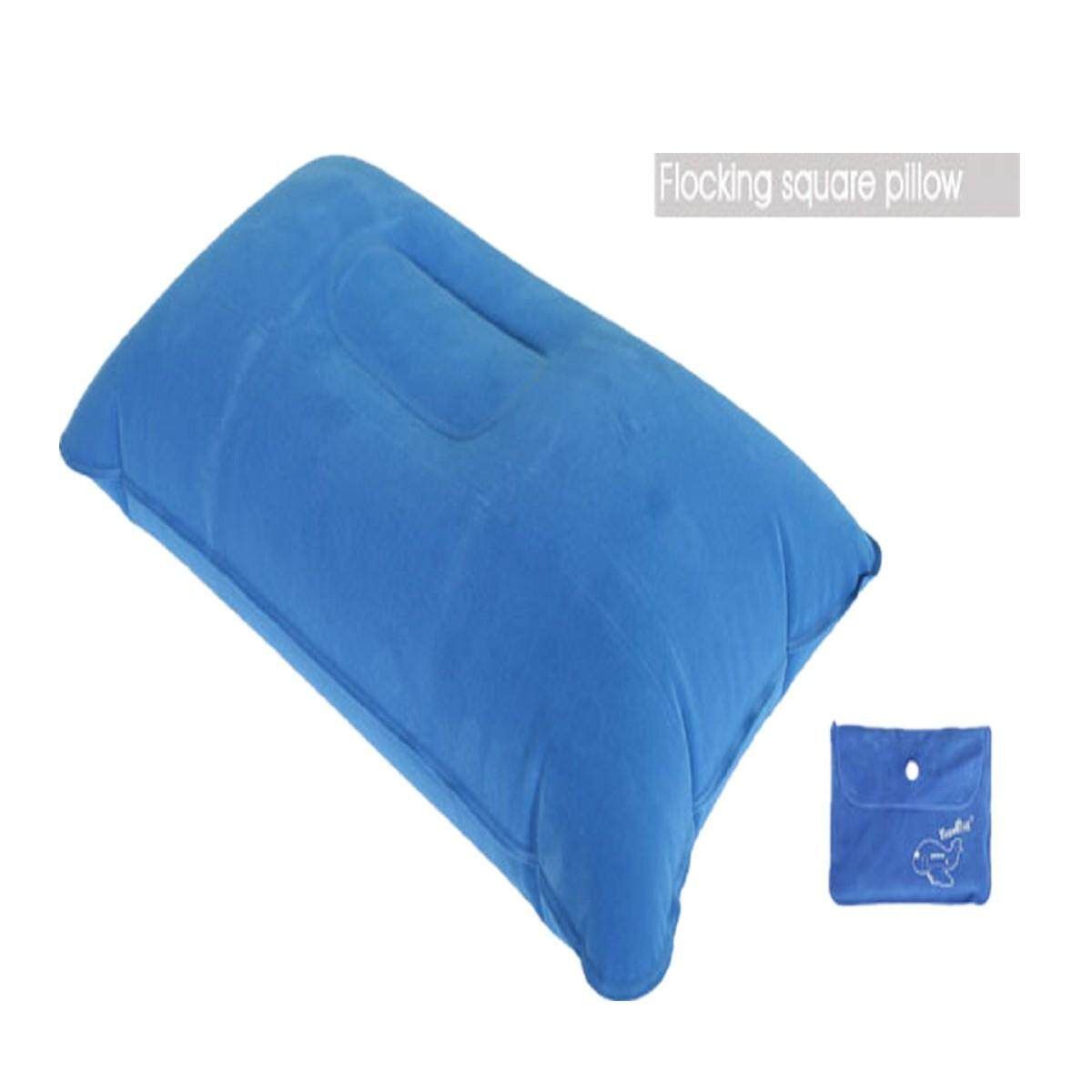 2PCS Double Sided Inflatable Pillow Mat Cushion For Outdoor Traveling Camping Sleep F Sapphire Blue