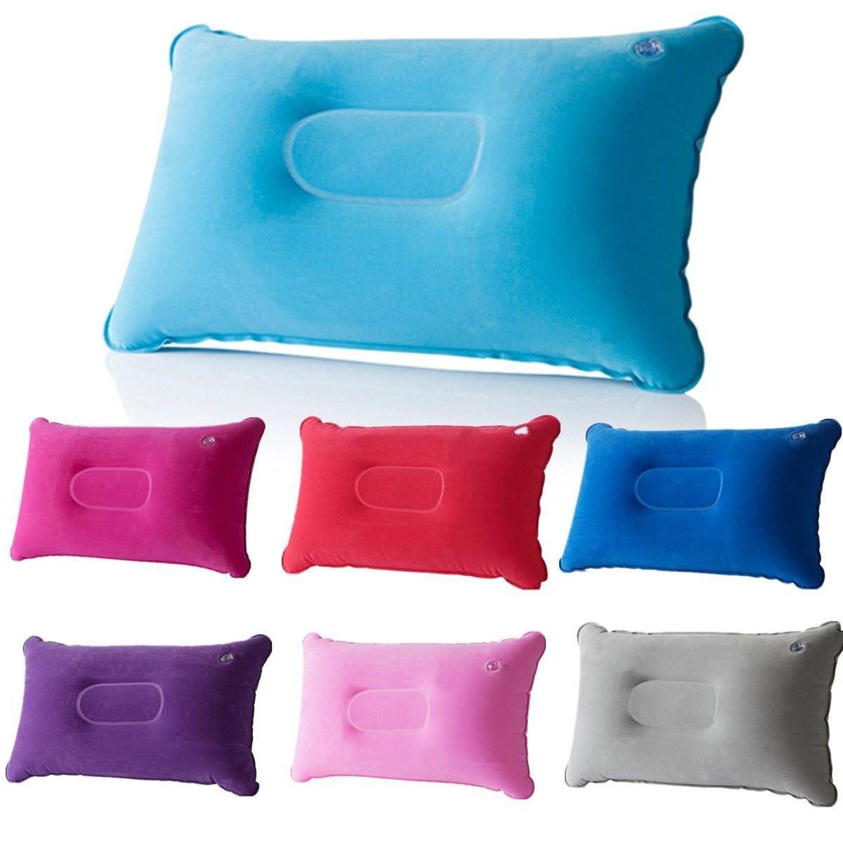 2PCS Double Sided Inflatable Pillow Mat Cushion For Outdoor Traveling Camping Sleep F Sapphire Blue