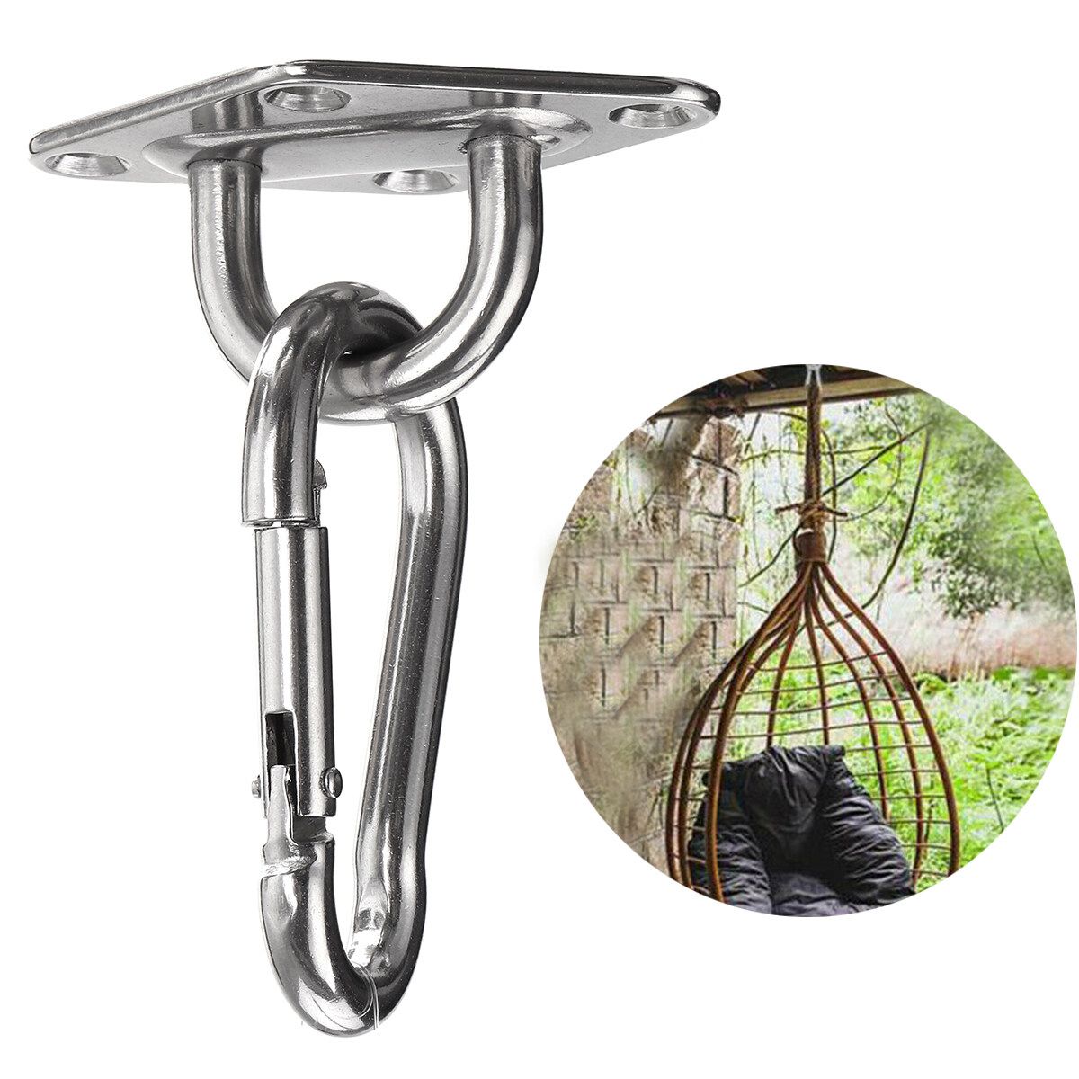 Stainless Steel Hammock Swing Hook Fixed Plate Hanging Chair Sandbag Buckles Tool Kit