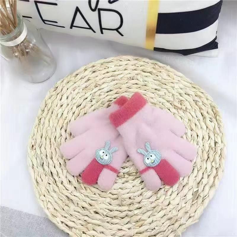 (Style 4)Children 2-10 Years Old Cartoon Gloves: Cute Rabbit Five Finger Plush In Winter To Keep Warm; Girls' Baby Gloves: Cold Proof