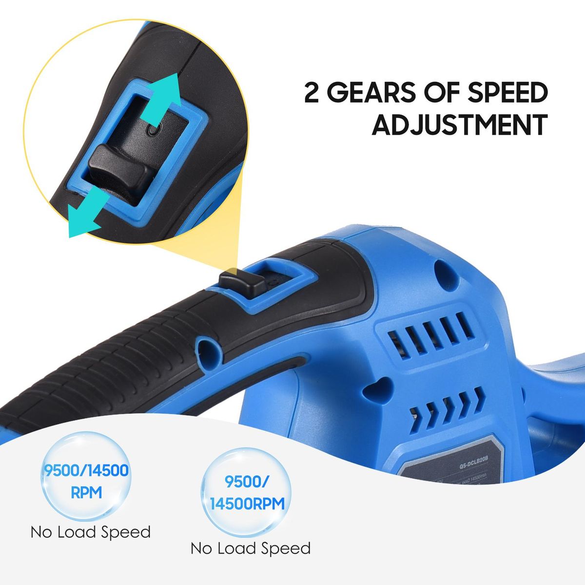 20V Cordless Electric Leaf Blower 2-Speed Control 60MPH/ 130MPH Portable Handheld Power Leaf Blower Sweeper with Extension Tubes 2.0Ah Battery Fast Charger for Gutter Yard Lawn Path Jobsite