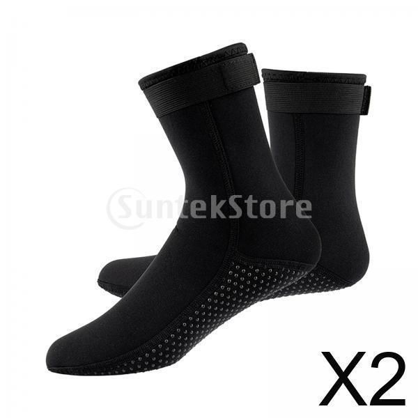 2 Pairs Neoprene Diving Scuba Boots 3mm Surfing Snorkeling Socks Black