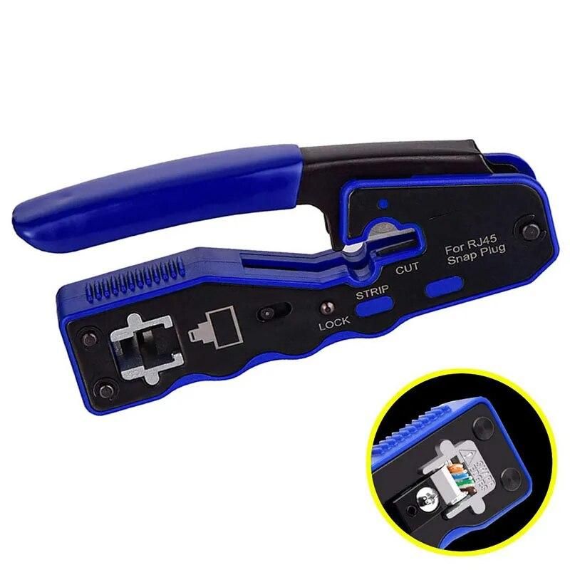 RJ45 Crimp Tool Pass Through Cutter Cat6 Cat5 Cat5e 8P8C Modular Connectors All-in-one Wire Network Tool Cable Crimper