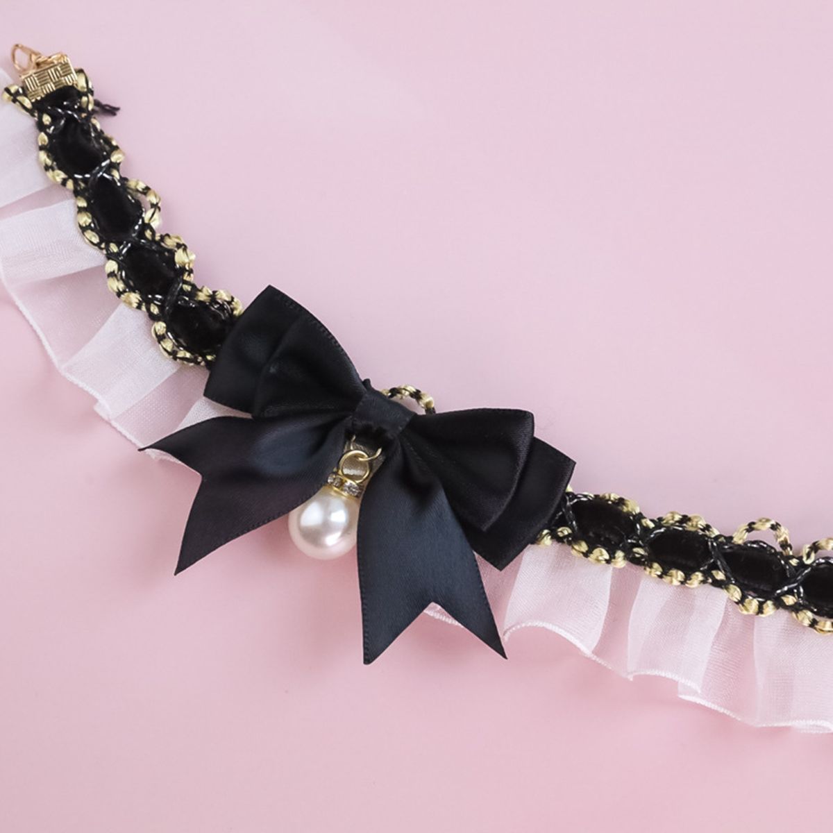 Pet Bow Tie Bow-knot Style Pet Collar With Extension Chain Black