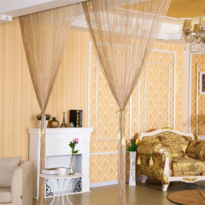 1pc 78.7x39in Door String Curtain Shiny Tassel Flash Silver