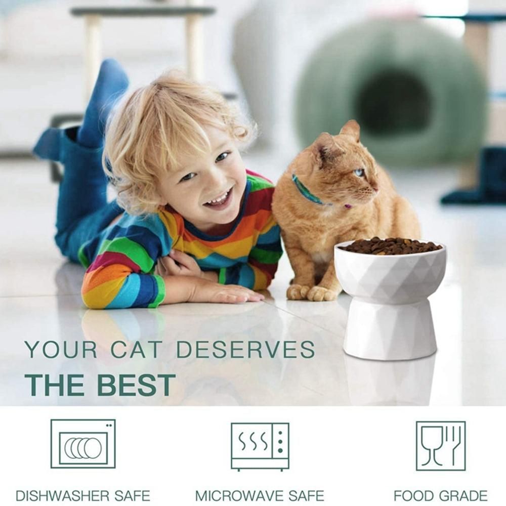 Cat Bowls,Ceramic Cat Bowls Anti Vomiting,Raised-Cat Food