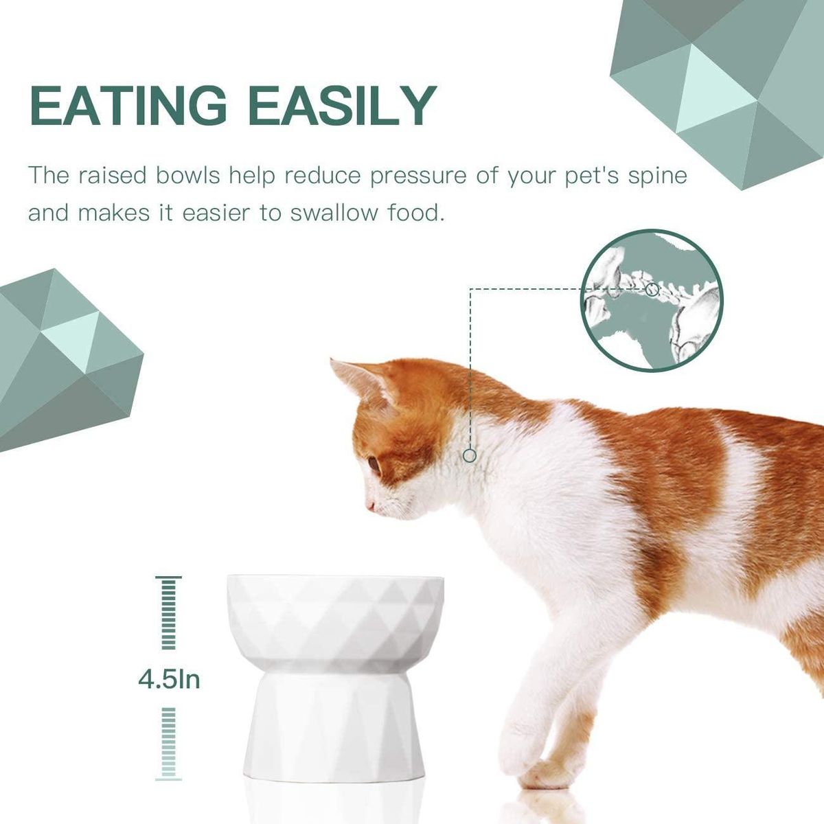 Cat Bowls,Ceramic Cat Bowls Anti Vomiting,Raised-Cat Food