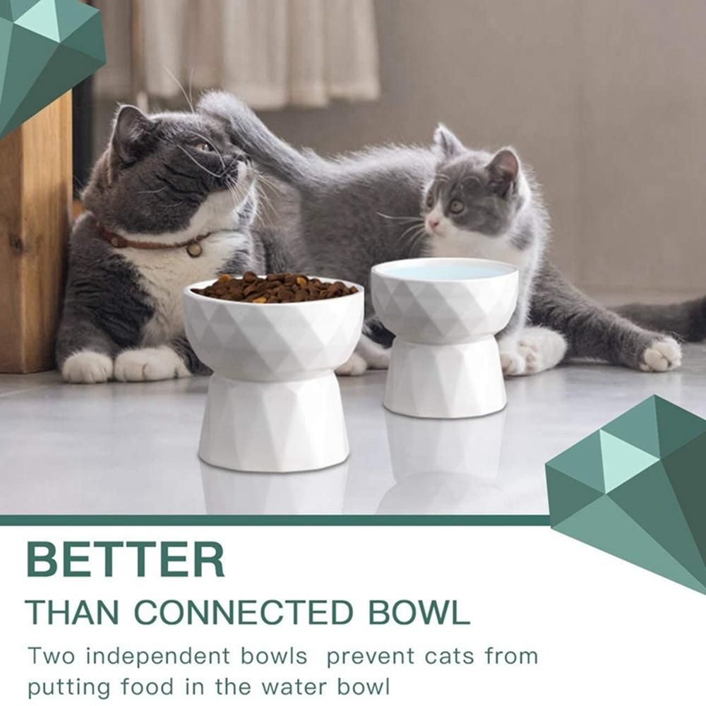 Cat Bowls,Ceramic Cat Bowls Anti Vomiting,Raised-Cat Food