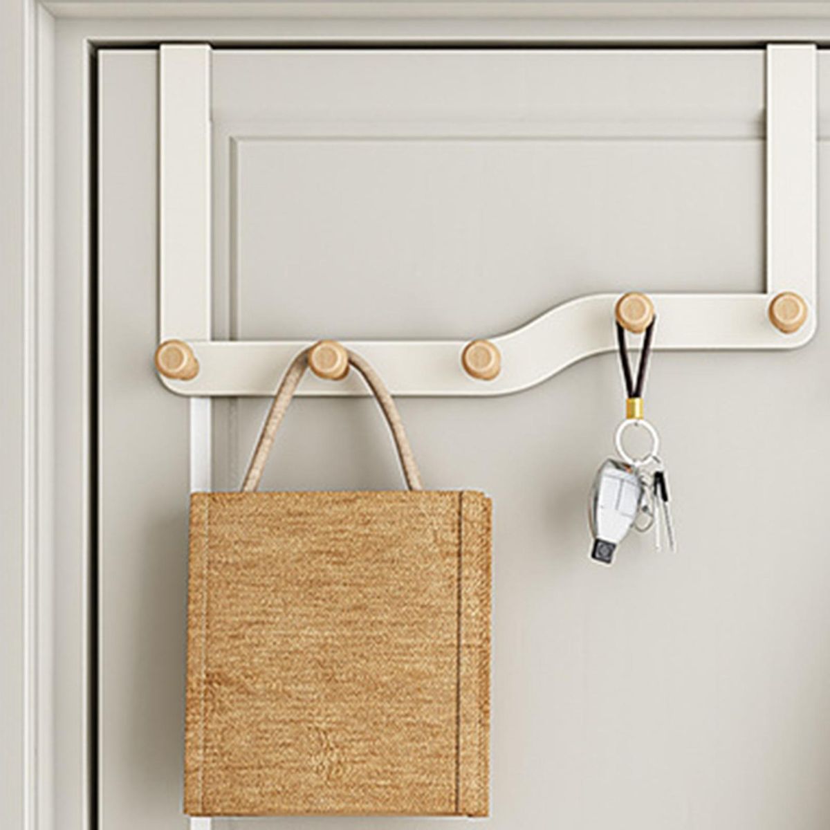 7-hook Door Hook Doorspace Hooks Heavy Duty Over-the-door for Clothes White