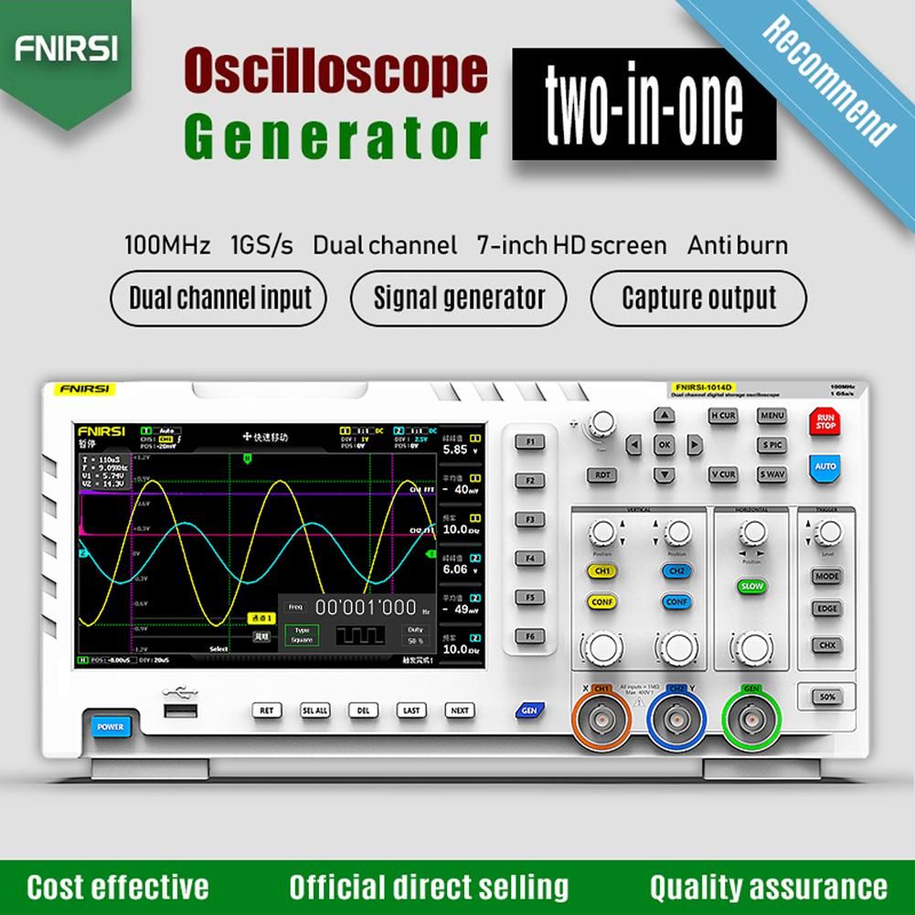 FNIRSI-1014D Portable Oscilloscope 2 In 1 Dual  Input Signal  100MHz* 2 Ana-log Bandwidth 1GSa/s Sampling Rate