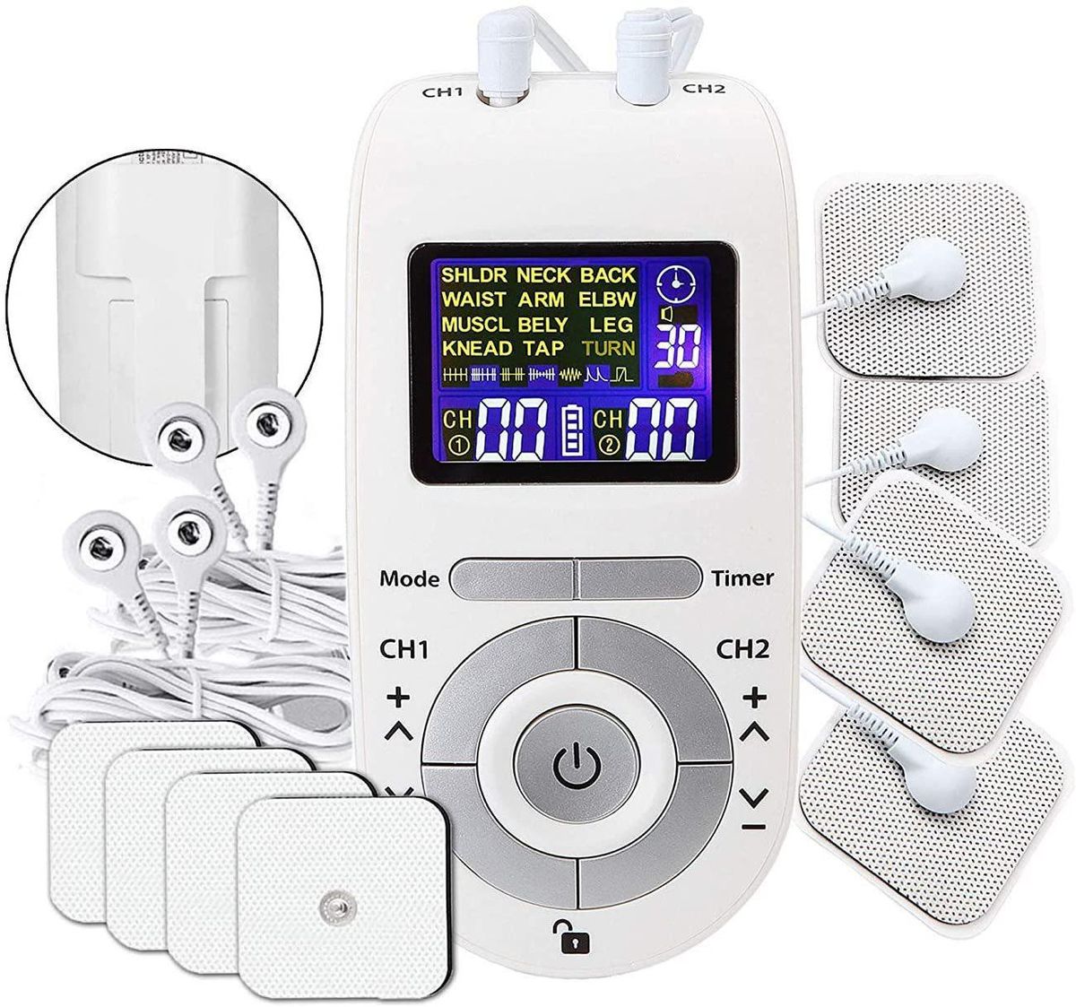Cross-border TENS cervical spine massager EMS pulse multifunctional physiotherapy instrument digital meridian instrument body massage instrument white