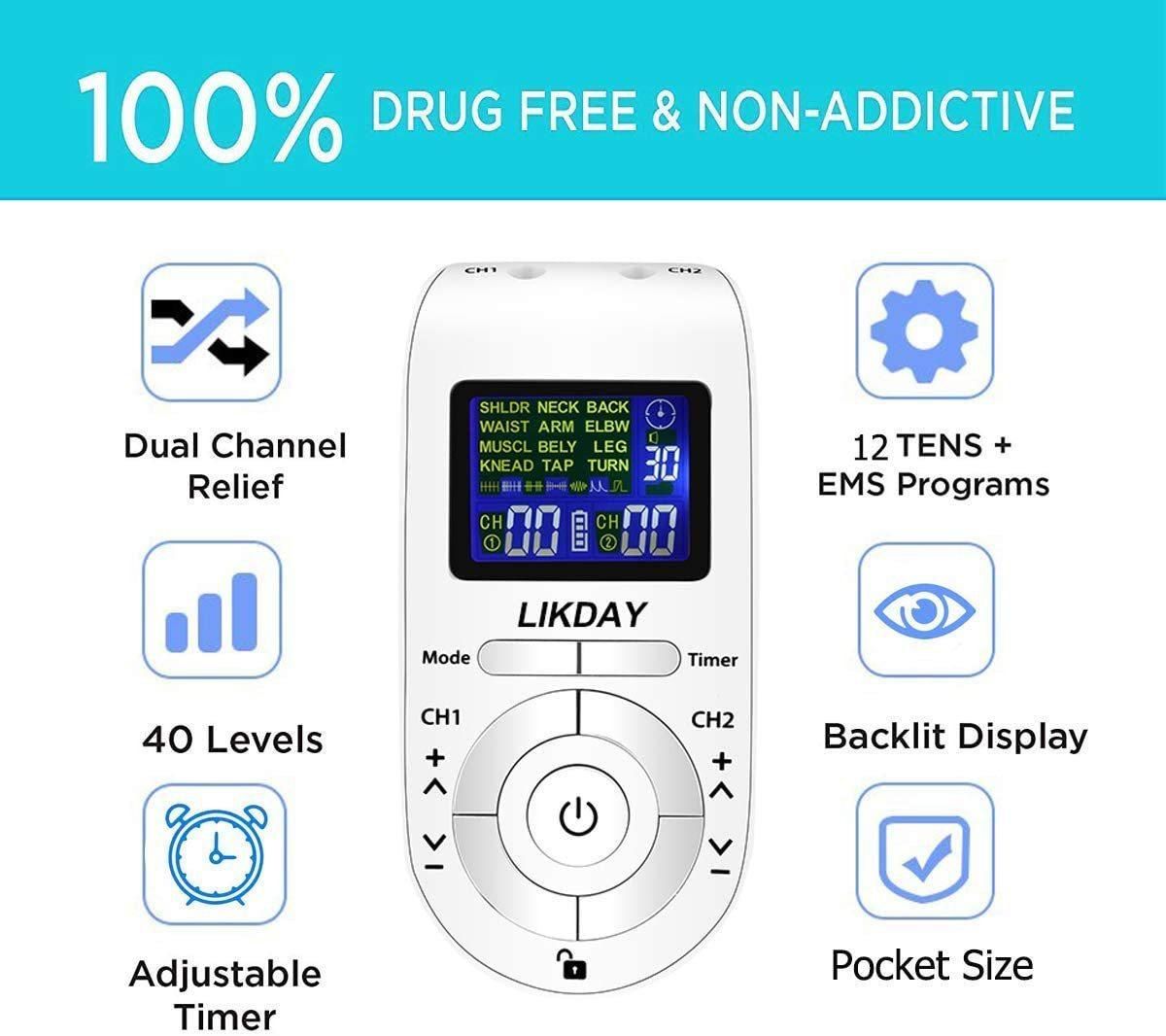 Cross-border TENS cervical spine massager EMS pulse multifunctional physiotherapy instrument digital meridian instrument body massage instrument white