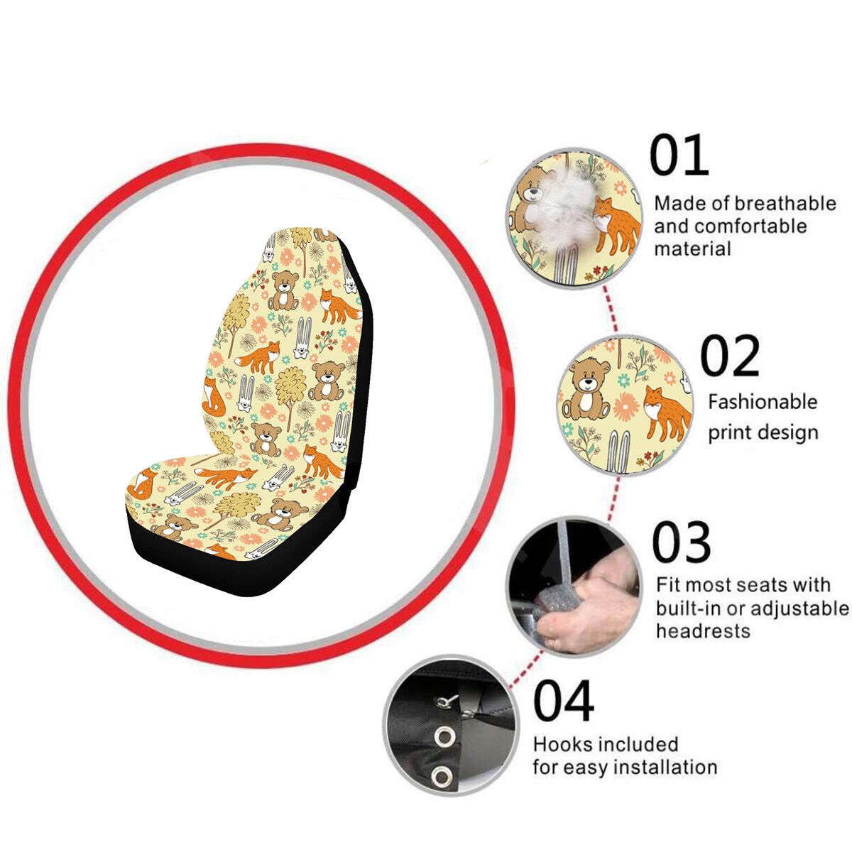 Fashion Printed Car Seat Covers Universal Fit Automobile Accessories 1/2PCS YH1013