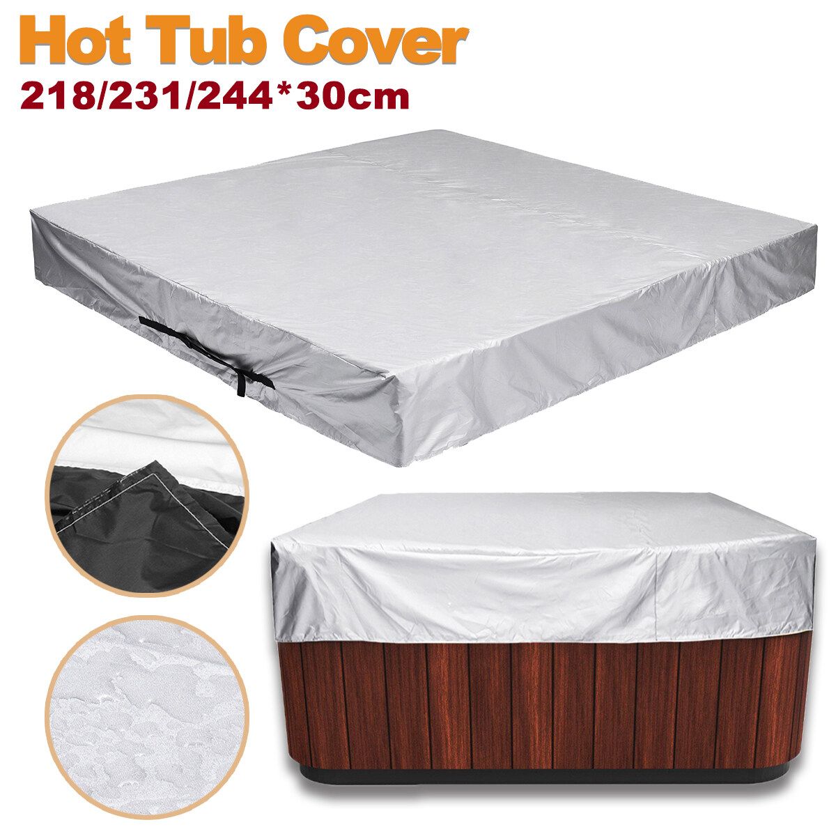218/231/244*30cm Hot Tub SPA Cover Outdoor Bathtub Dust Cap PE Fabric 244x244x30cm
