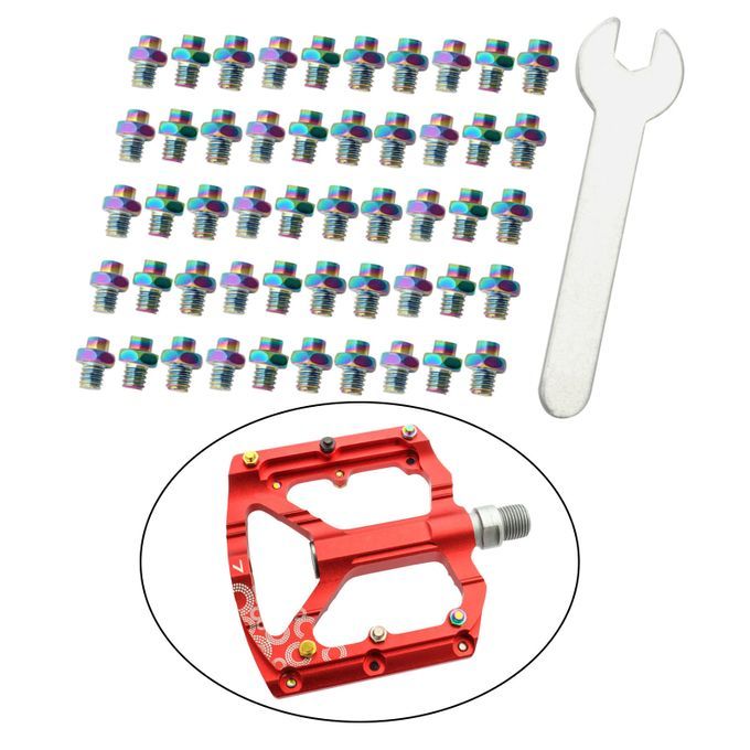 50 Pieces Stainless Steel Bike Pedal Screws Fixed Studs Anti Colorful