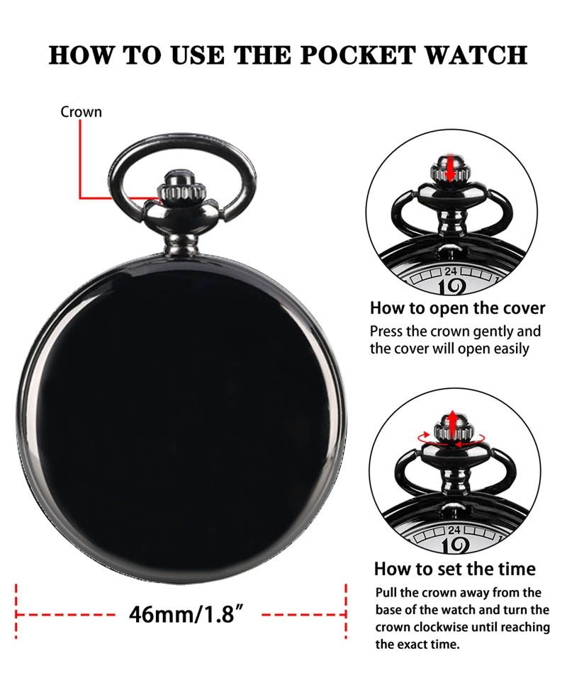 Logo Custom Silver Smooth Quartz Pocket Watch Fob
