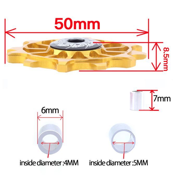 Bike Ceramic Bearing Jockey Wheel Bicycle Rear Derailleur Pulley Gold
