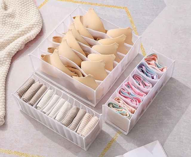 3 Pcs/Set Bra Socks Panty Drawer Organizer Foldable Underwear Box