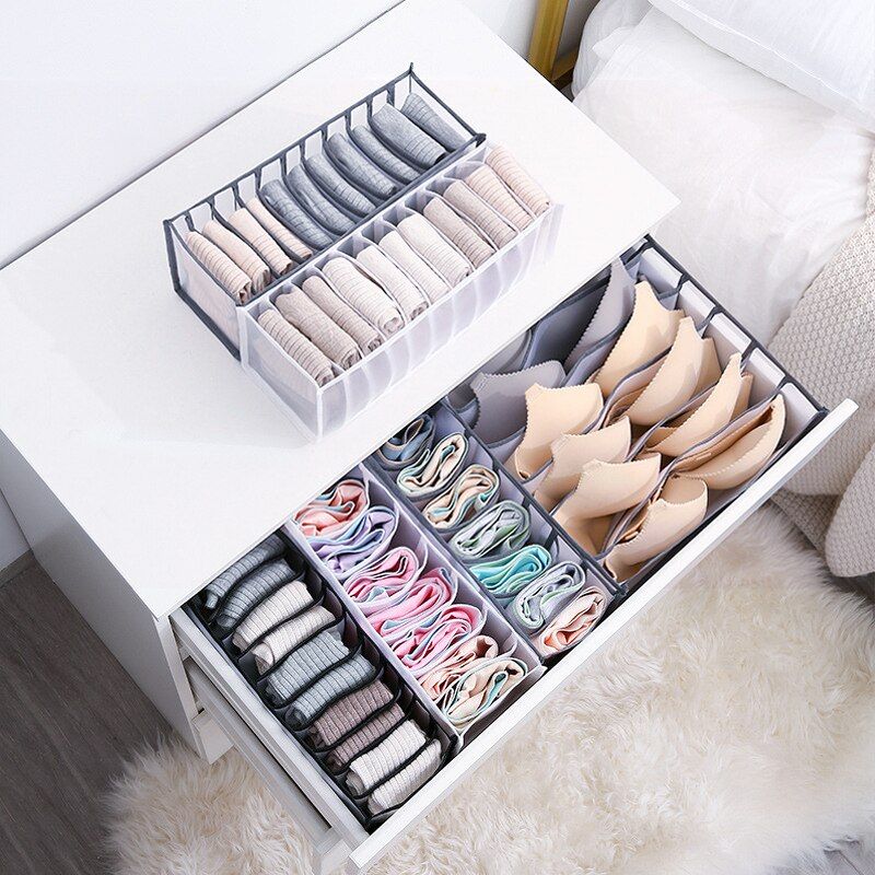 3 Pcs/Set Bra Socks Panty Drawer Organizer Foldable Underwear Box
