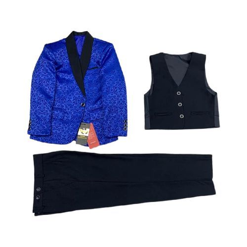Smart Children Patterned Tuxedo Suit - Royal Blue