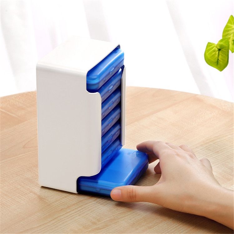 Home Travel Plastic Pill Box Drawer Pill Box Portable Storage Box- 6 Grid(White)