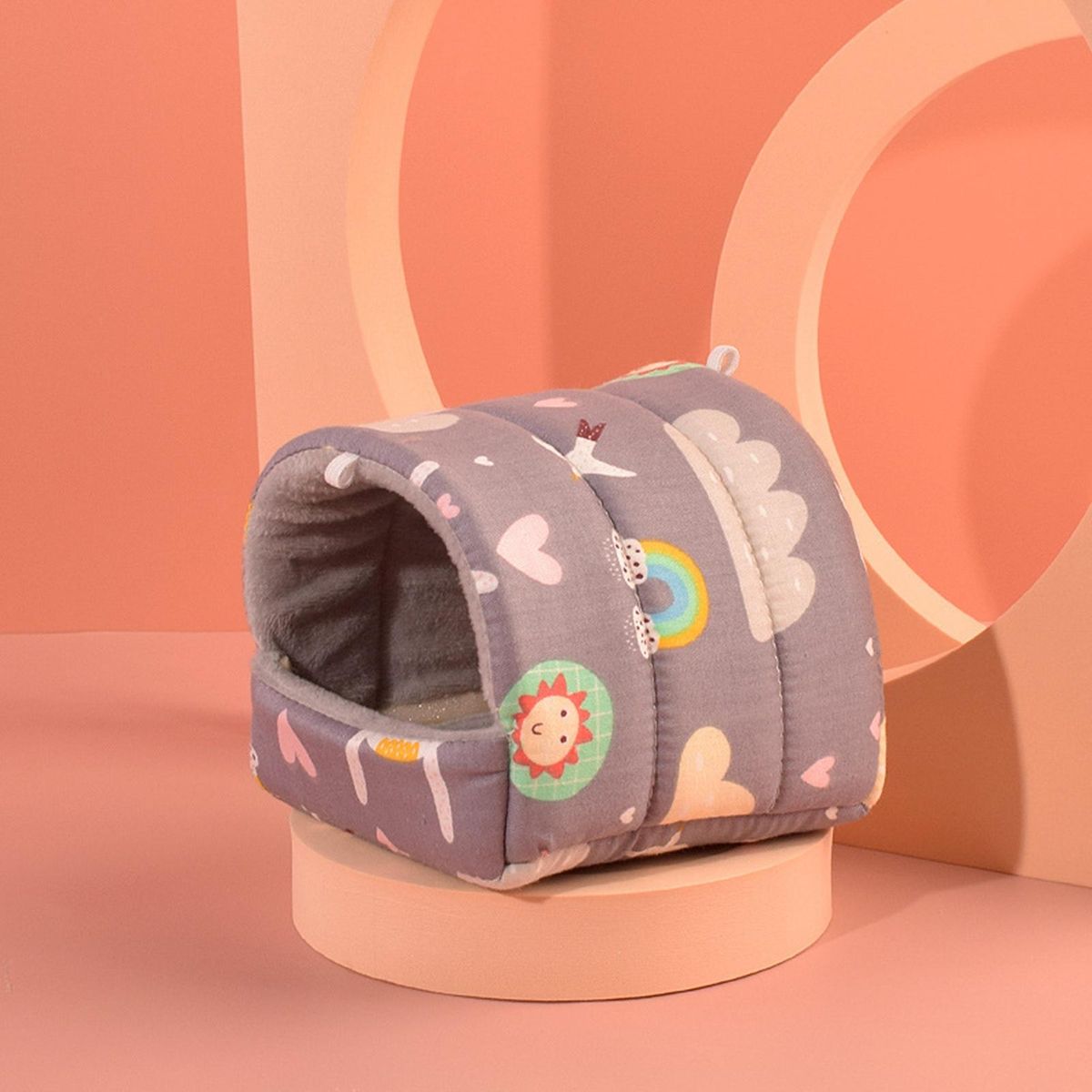 Small Pet Kennel Elephant Pattern Hamster Bed Grey