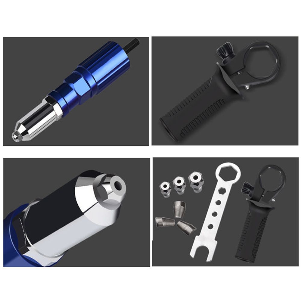 Electric Rivet Gun 2.4mm-4.8mm Rivet Nut Gun Drill Adapter Cordless Riveting Tool Insert Nut Pull Rivet Tool For Woodworking