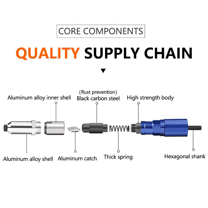 Electric Rivet Gun 2.4mm-4.8mm Rivet Nut Gun Drill Adapter Cordless Riveting Tool Insert Nut Pull Rivet Tool For Woodworking
