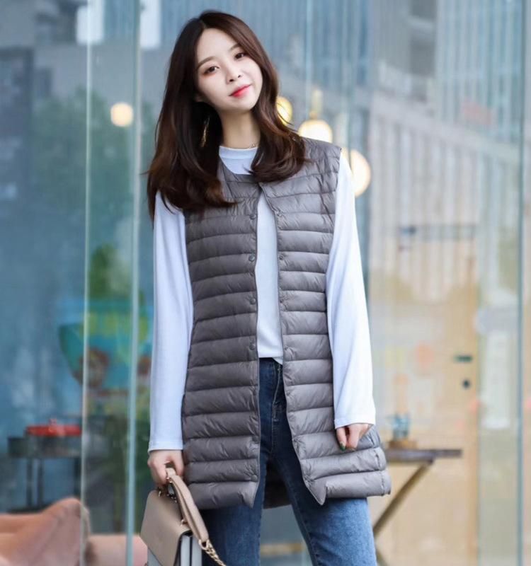 Lightweight Sleeveless Down Coat Vest Women's Mid length Winter New Korean Fashion Women's Autumn