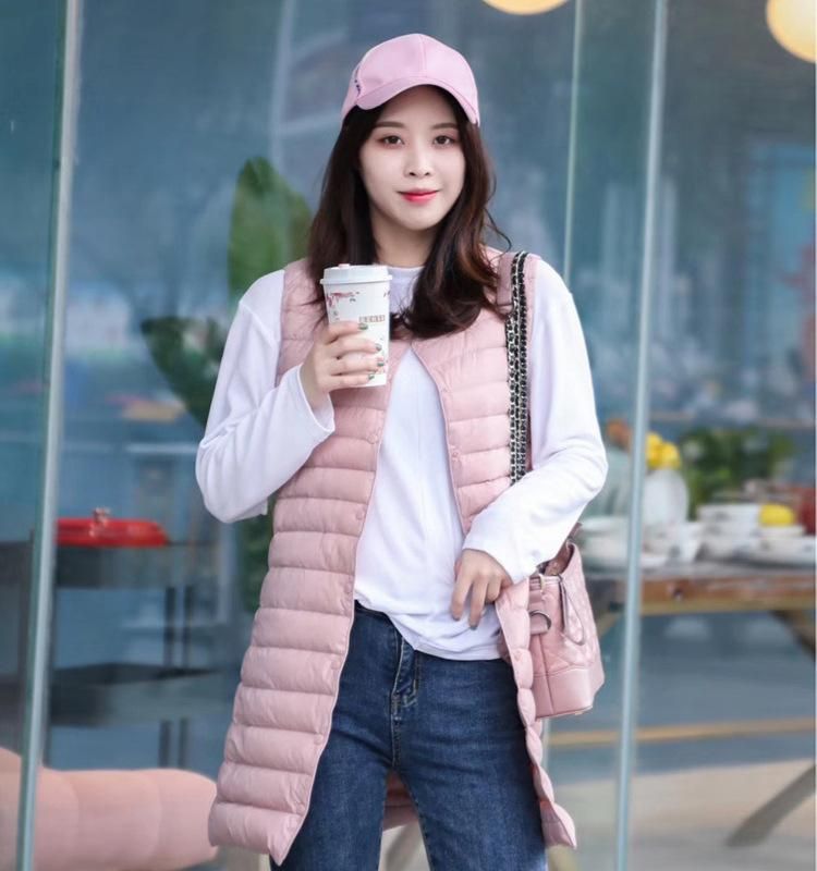Lightweight Sleeveless Down Coat Vest Women's Mid length Winter New Korean Fashion Women's Autumn
