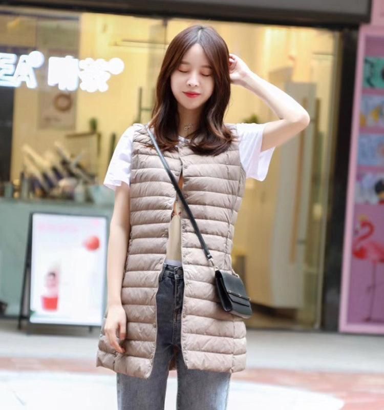 Lightweight Sleeveless Down Coat Vest Women's Mid length Winter New Korean Fashion Women's Autumn