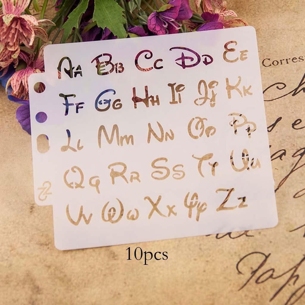 10x Reusable Alphabet Stencils Letter Painting Template Set For