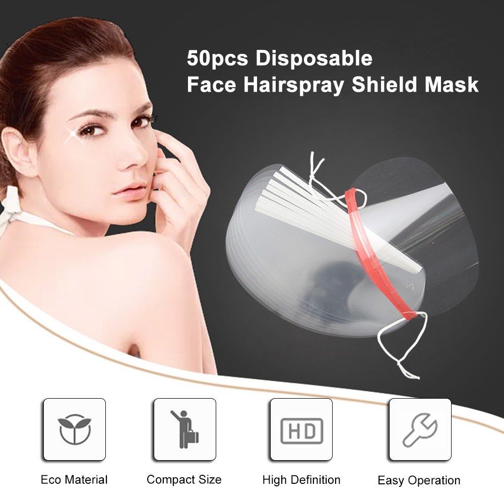 50pcs Disposable Face Hairspray Shield Mask Bang Trimmer