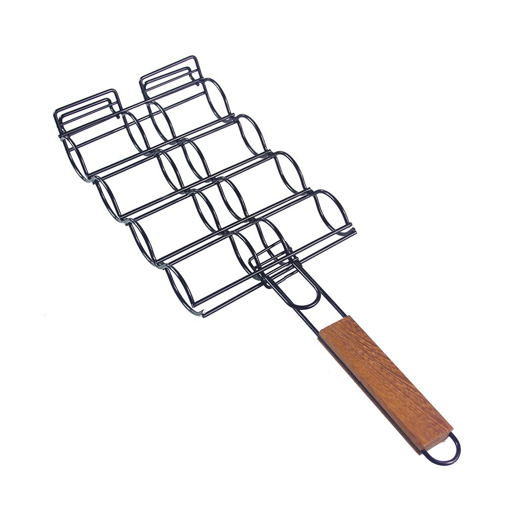 Corn Grill Basket Metal Corn Holder For Grill Wooden Handle