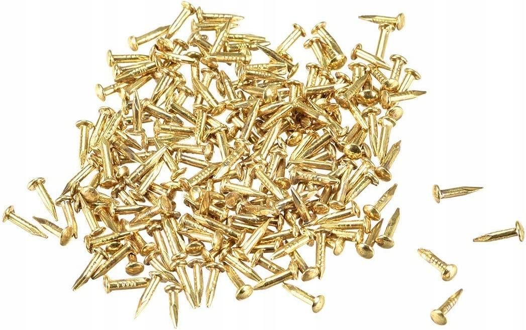 200pcs Small Tiny Nails 1X6mm(DXL) for Wooden DIY Decorative Pictures Boxes Household Accessories Brass Tone