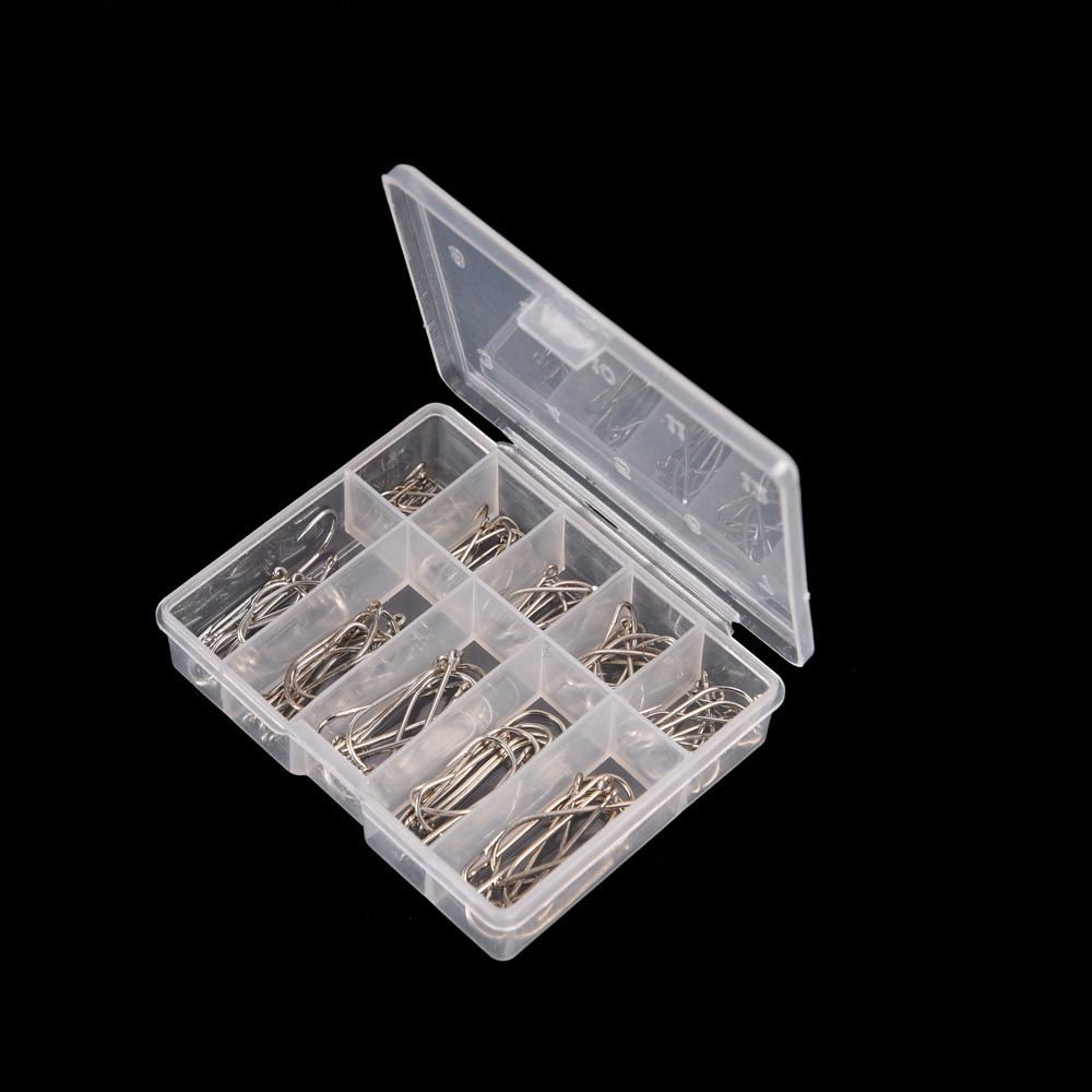 1 Box 100Pcs 3# - 12# 10 Sizes Steel Jig Hooks With Hole