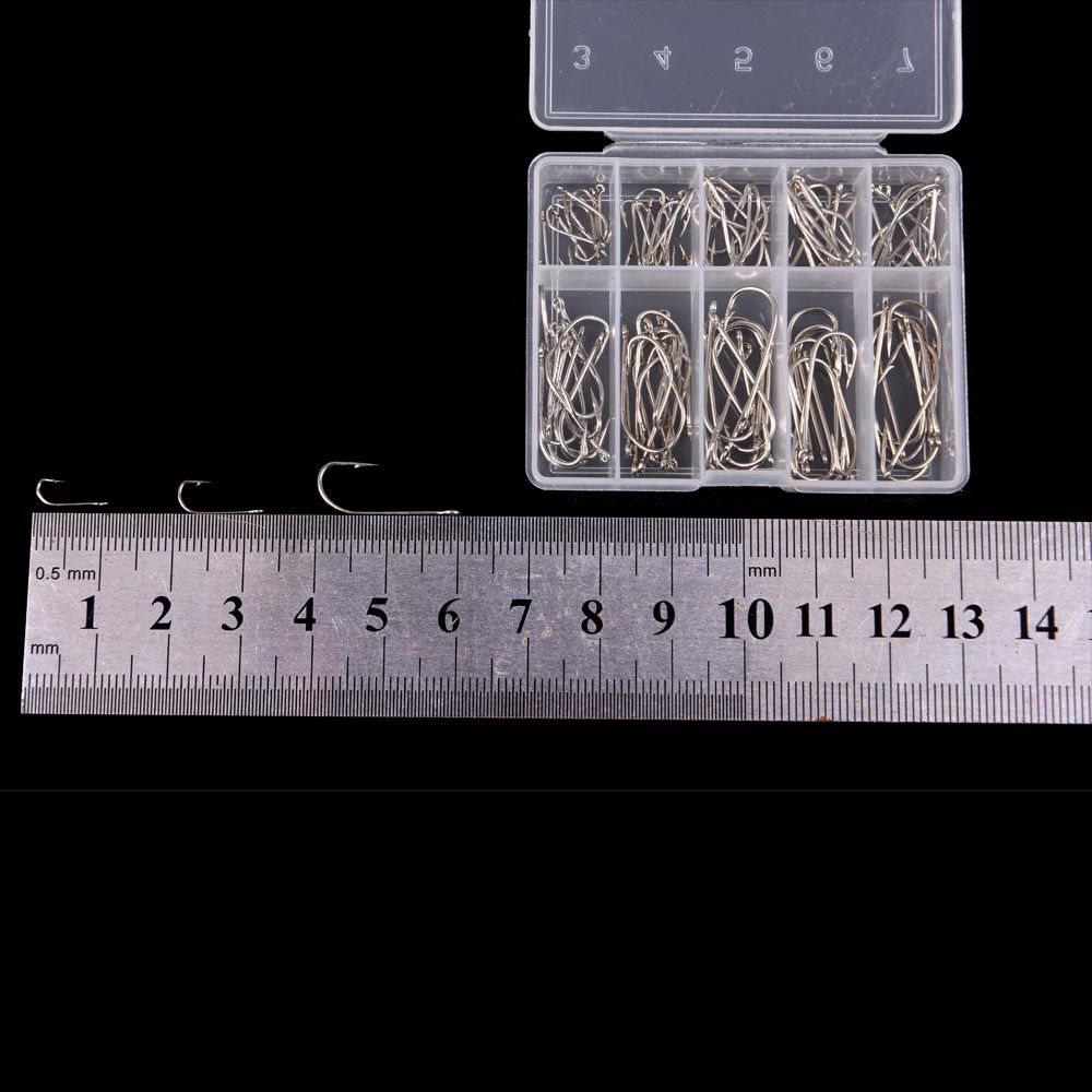 1 Box 100Pcs 3# - 12# 10 Sizes Steel Jig Hooks With Hole