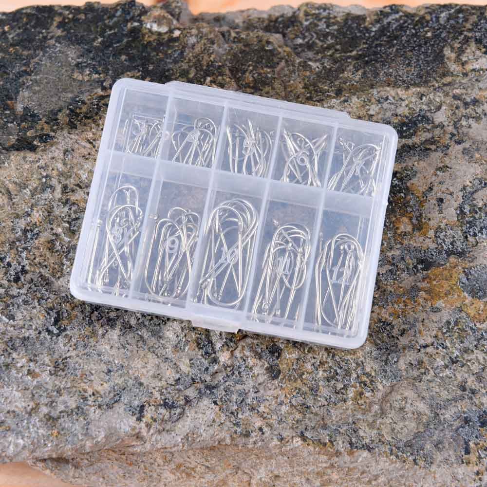 1 Box 100Pcs 3# - 12# 10 Sizes Steel Jig Hooks With Hole